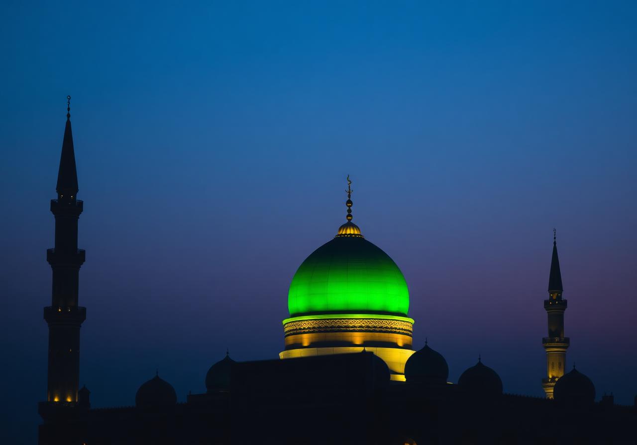 The Prophet's Mosque in Madinah at twilight